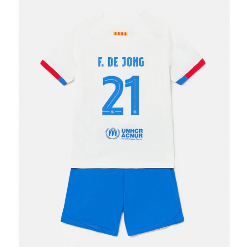 Barcelona Frenkie de Jong #21 Replika Babytøj Udebanesæt Børn 2023-24 Kortærmet (+ Korte bukser)